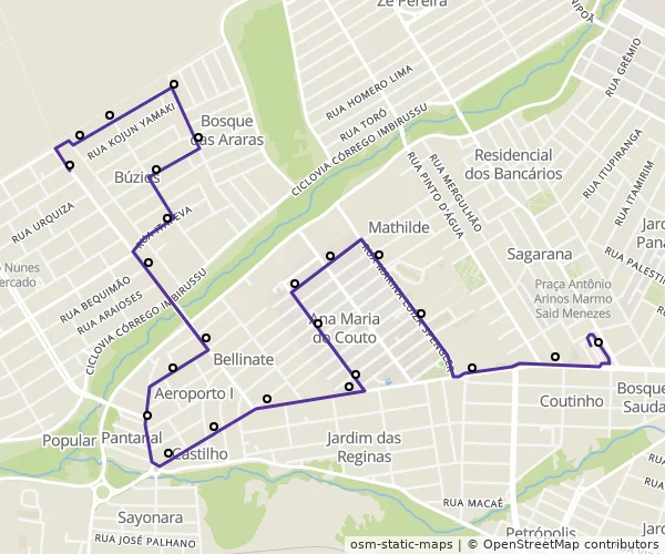 Mapa do itinerário da linha