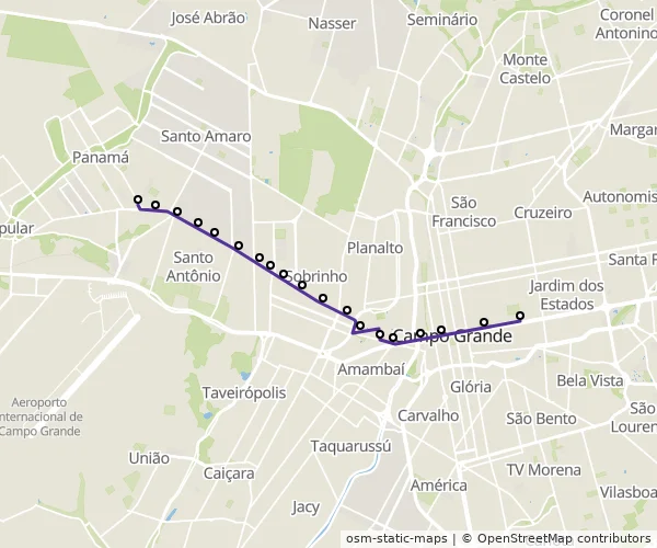 Mapa do itinerário da linha