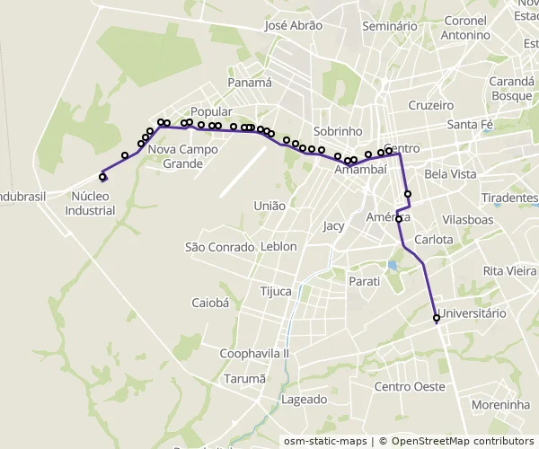 Mapa do itinerário da linha
