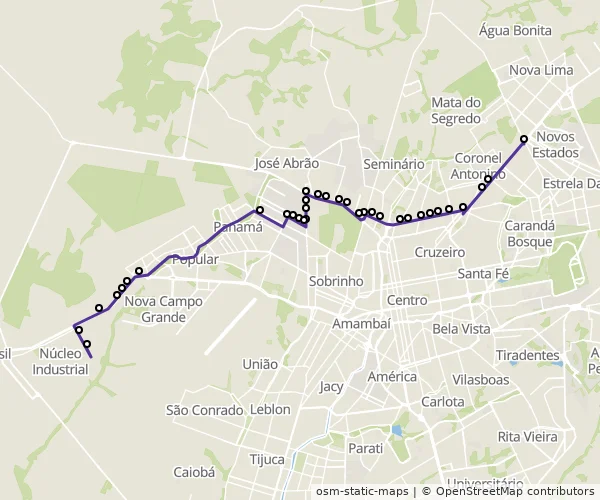 Mapa do itinerário da linha