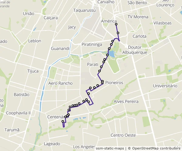 Mapa do itinerário da linha