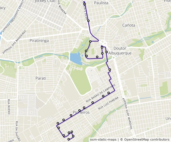 Mapa do itinerário da linha