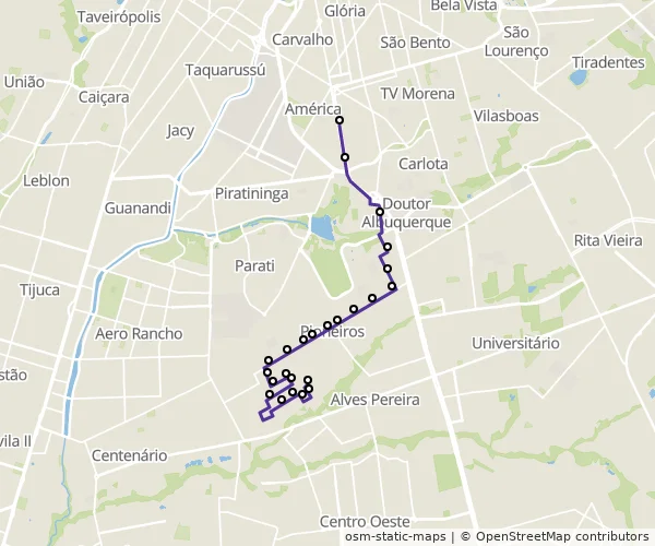 Mapa do itinerário da linha