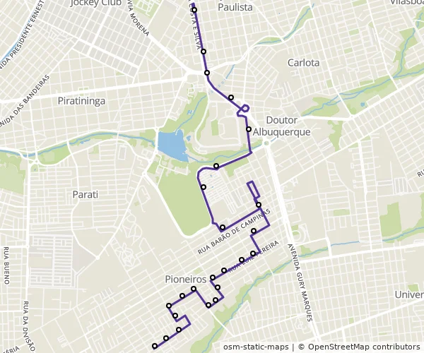 Mapa do itinerário da linha