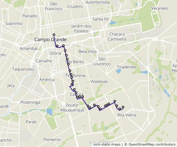 Mapa do itinerário da linha