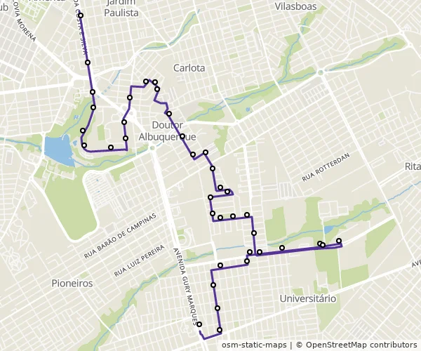 Mapa do itinerário da linha