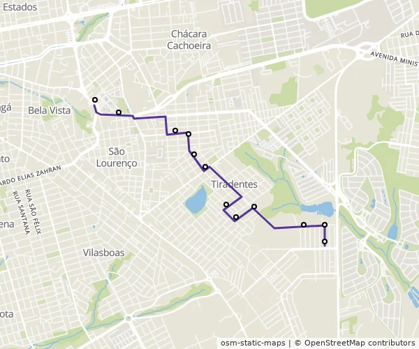 Mapa do itinerário da linha