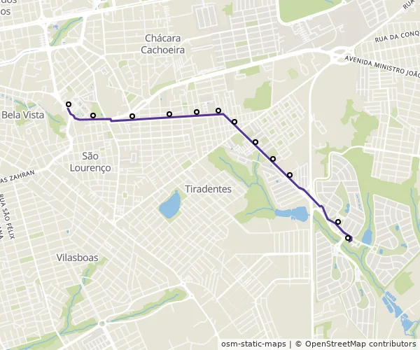 Mapa do itinerário da linha