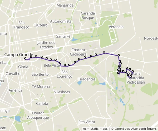 Mapa do itinerário da linha