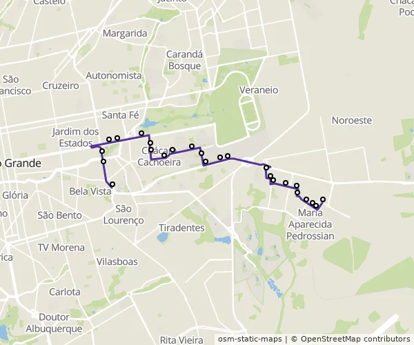 Mapa do itinerário da linha