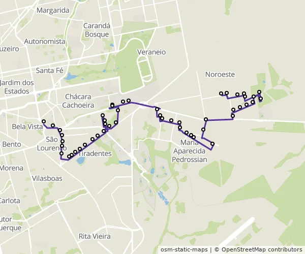 Mapa do itinerário da linha