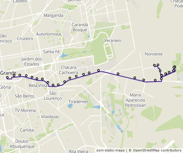 Mapa do itinerário da linha