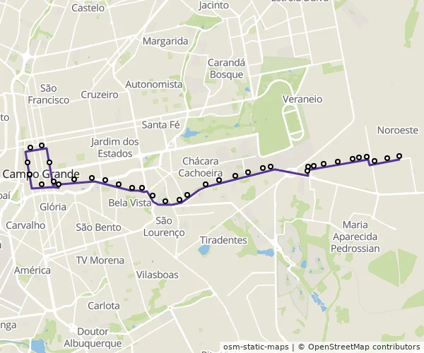 Mapa do itinerário da linha
