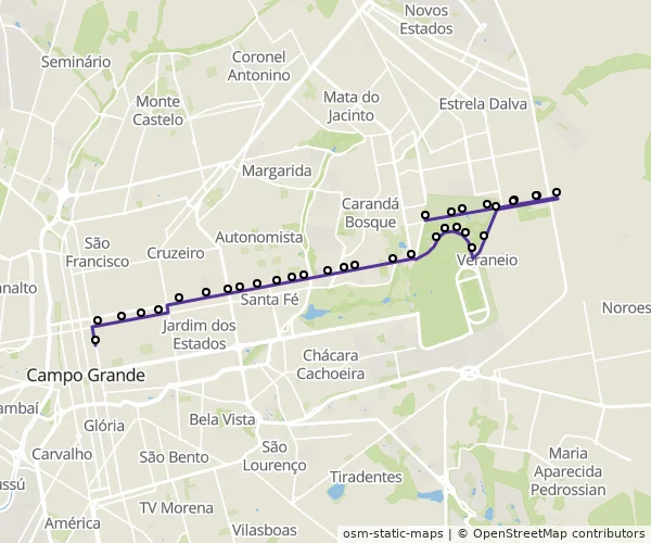 Mapa do itinerário da linha