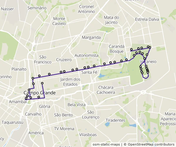 Mapa do itinerário da linha