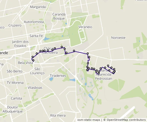 Mapa do itinerário da linha