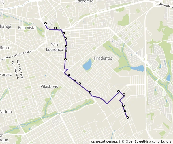 Mapa do itinerário da linha