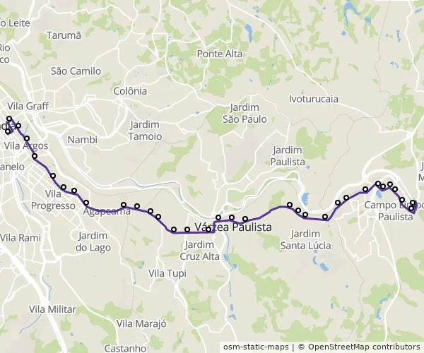 Mapa do itinerário da linha