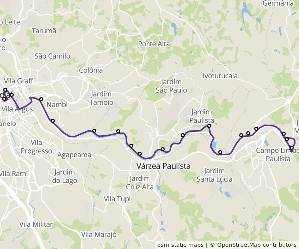 Mapa do itinerário da linha