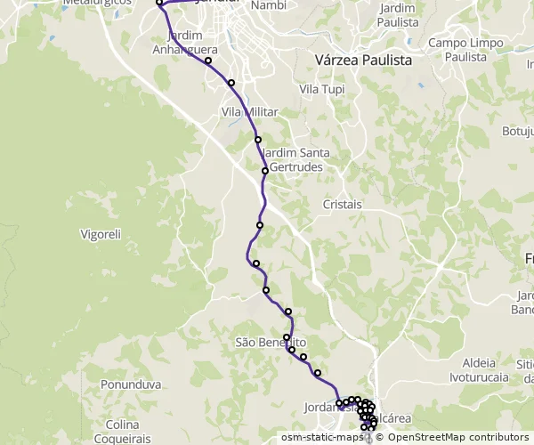 Mapa do itinerário da linha