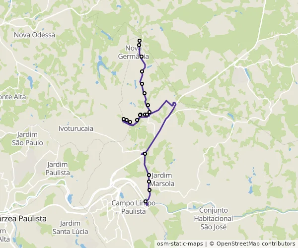 Mapa do itinerário da linha