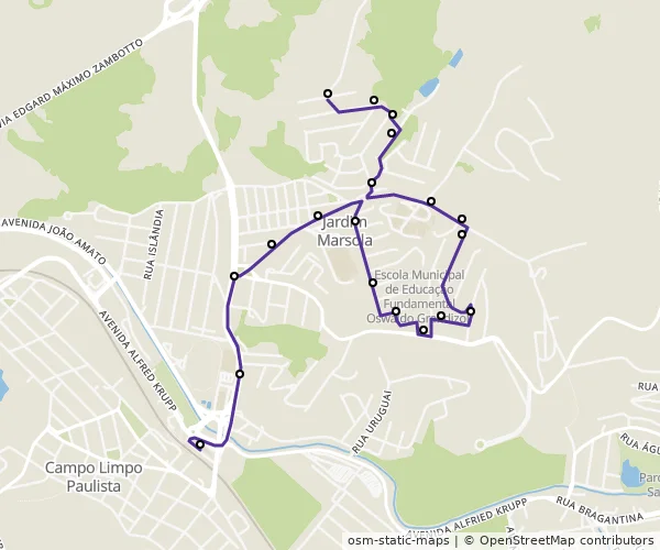 Mapa do itinerário da linha