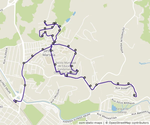 Mapa do itinerário da linha
