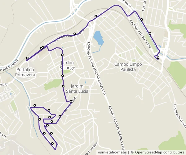 Mapa do itinerário da linha