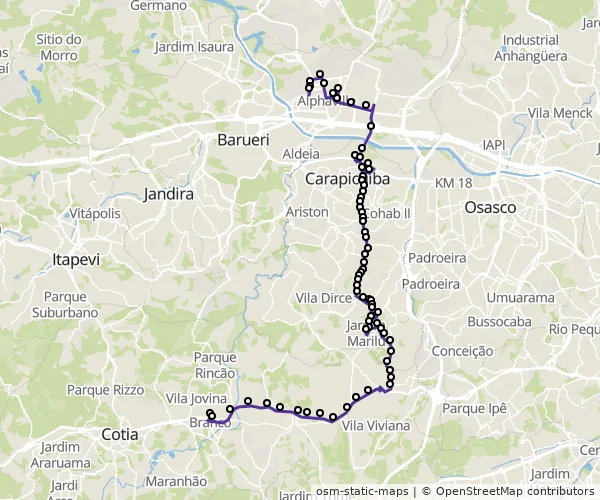 Mapa do itinerário da linha