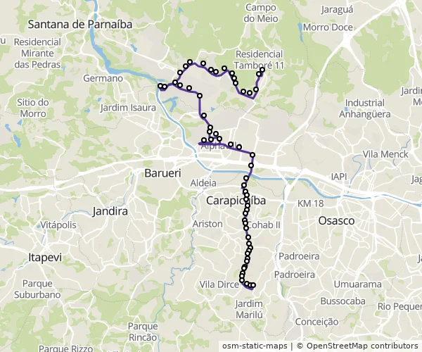 Mapa do itinerário da linha