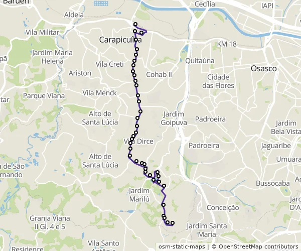 Mapa do itinerário da linha