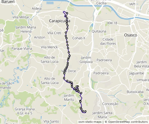 Mapa do itinerário da linha
