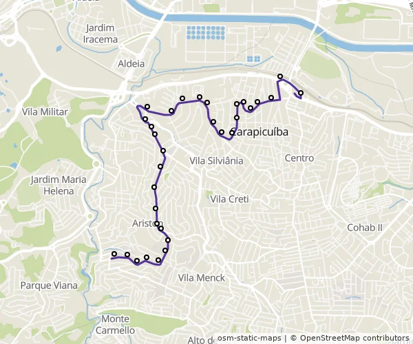 Mapa do itinerário da linha