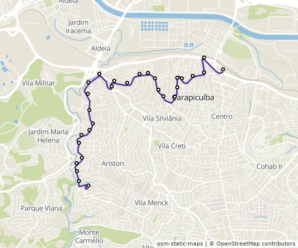 Mapa do itinerário da linha