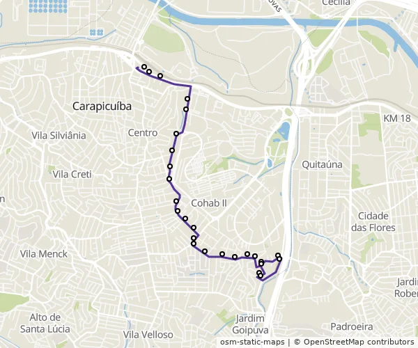 Mapa do itinerário da linha