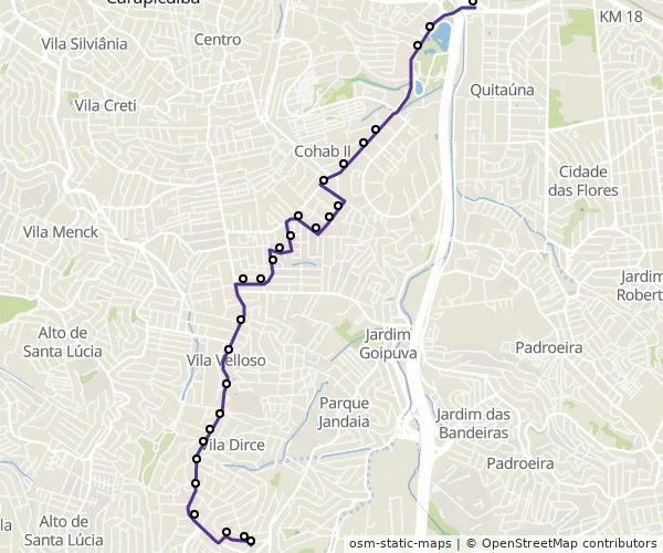 Mapa do itinerário da linha