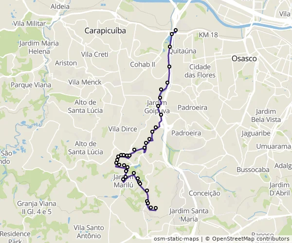 Mapa do itinerário da linha