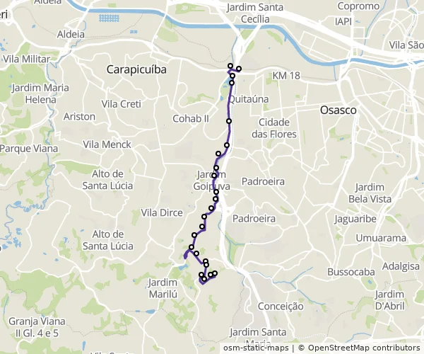 Mapa do itinerário da linha