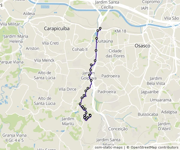 Mapa do itinerário da linha