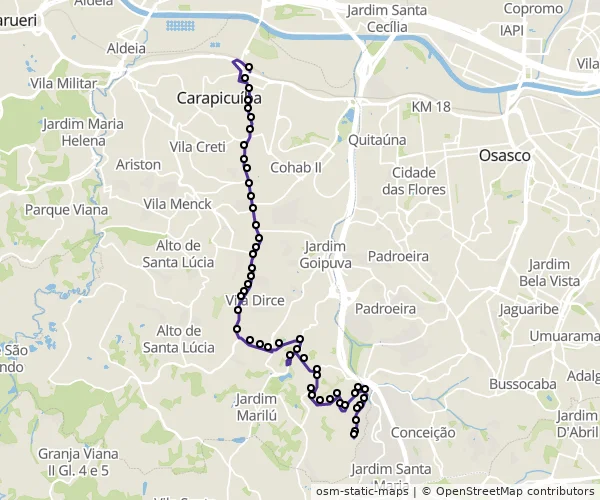 Mapa do itinerário da linha