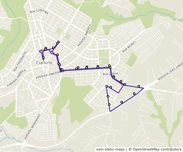 Mapa do itinerário da linha