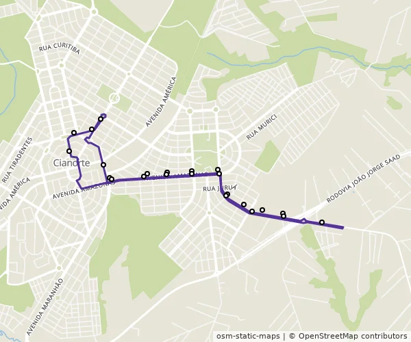 Mapa do itinerário da linha