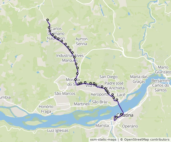 Mapa do itinerário da linha