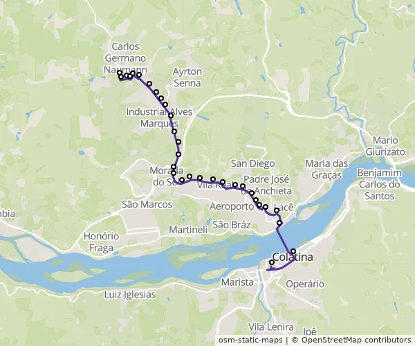 Mapa do itinerário da linha