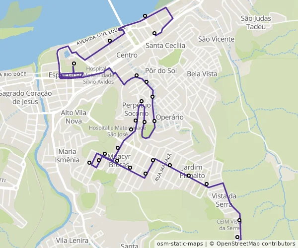 Mapa do itinerário da linha