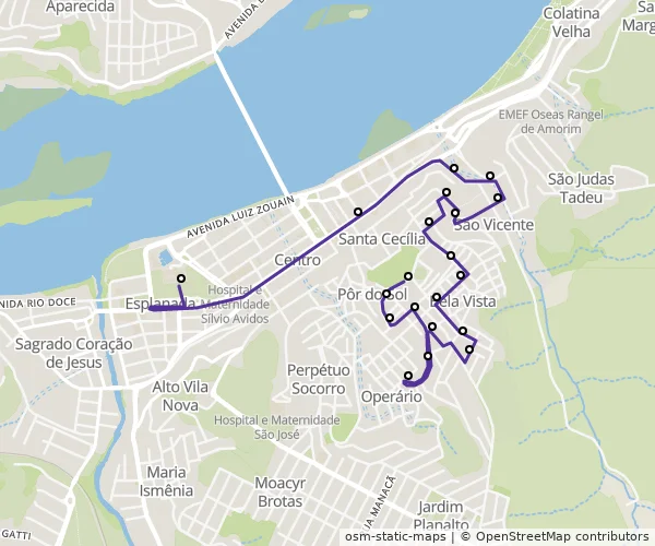 Mapa do itinerário da linha