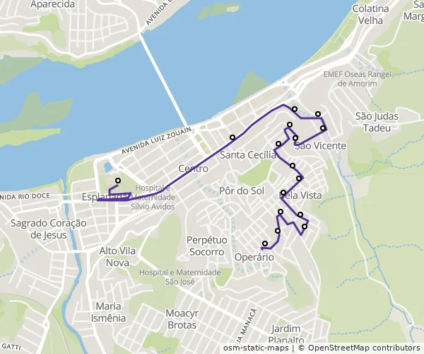 Mapa do itinerário da linha