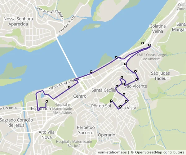 Mapa do itinerário da linha