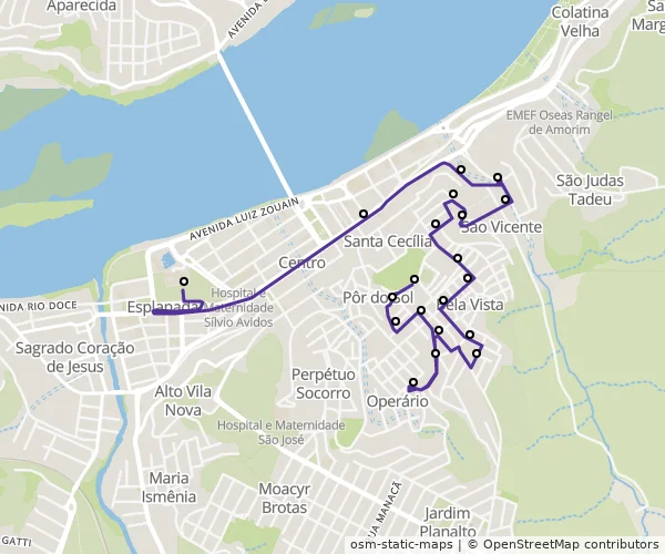 Mapa do itinerário da linha