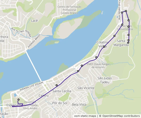 Mapa do itinerário da linha